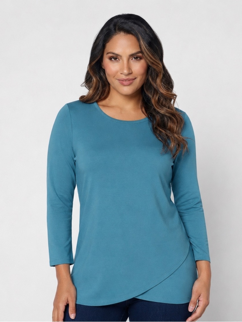 Denim & Co. Regular Perfect Jersey Tunic with Tulip Hem Small NEW A722656